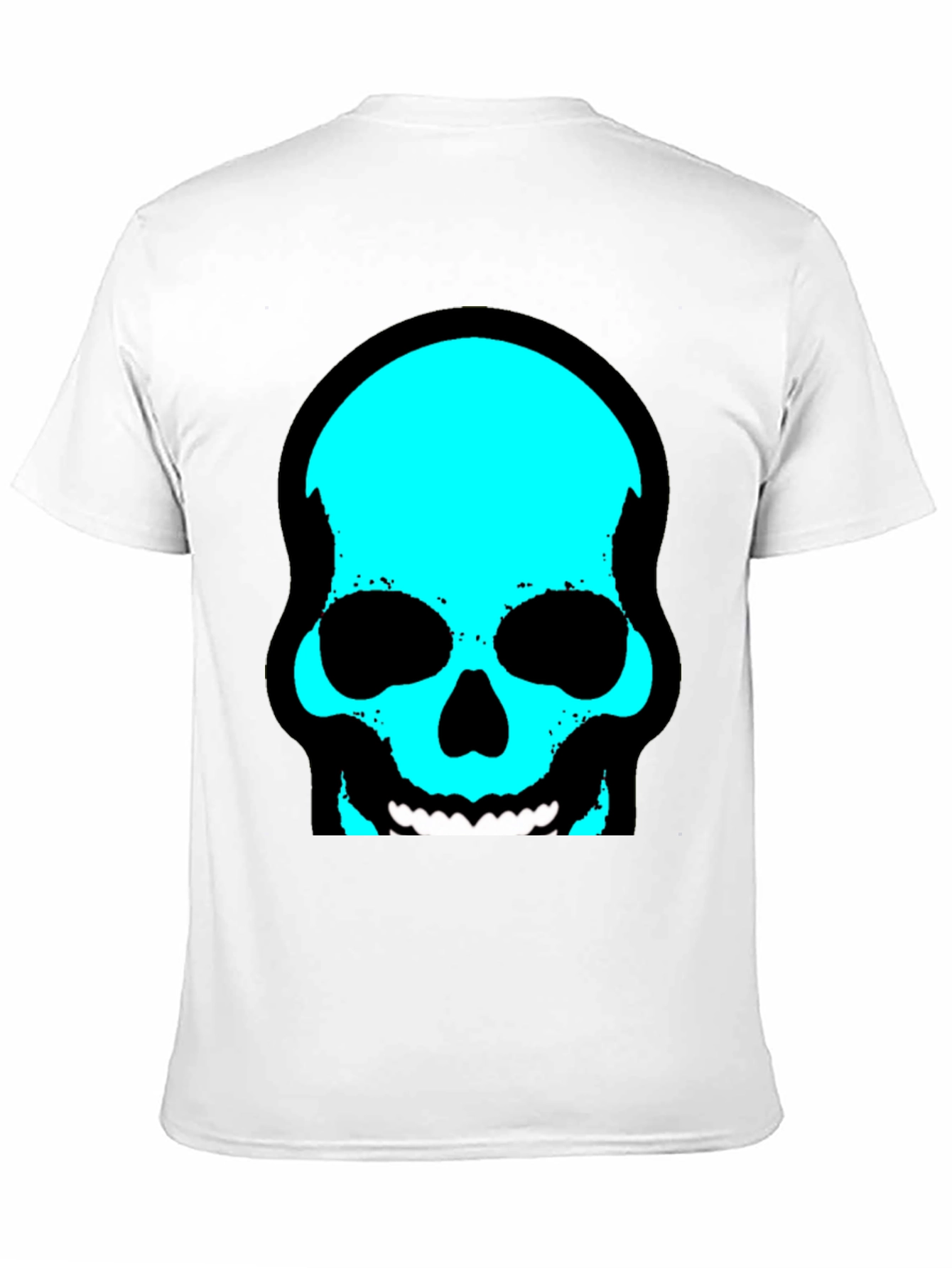 Skull Graphic Tee - Trendy Cyan Skull Design