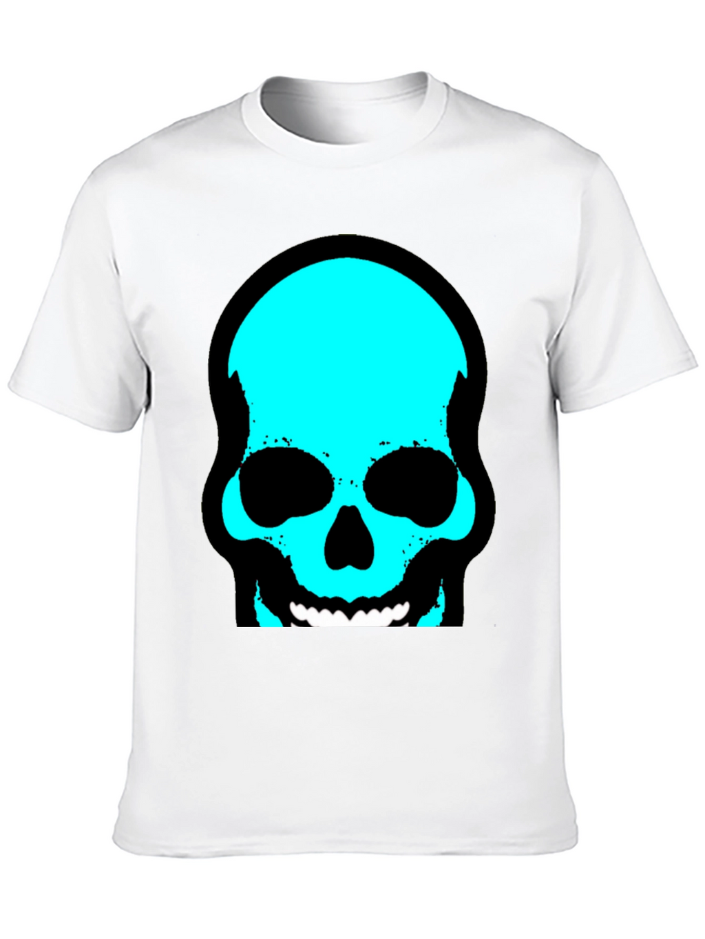 Skull Graphic Tee - Trendy Cyan Skull Design