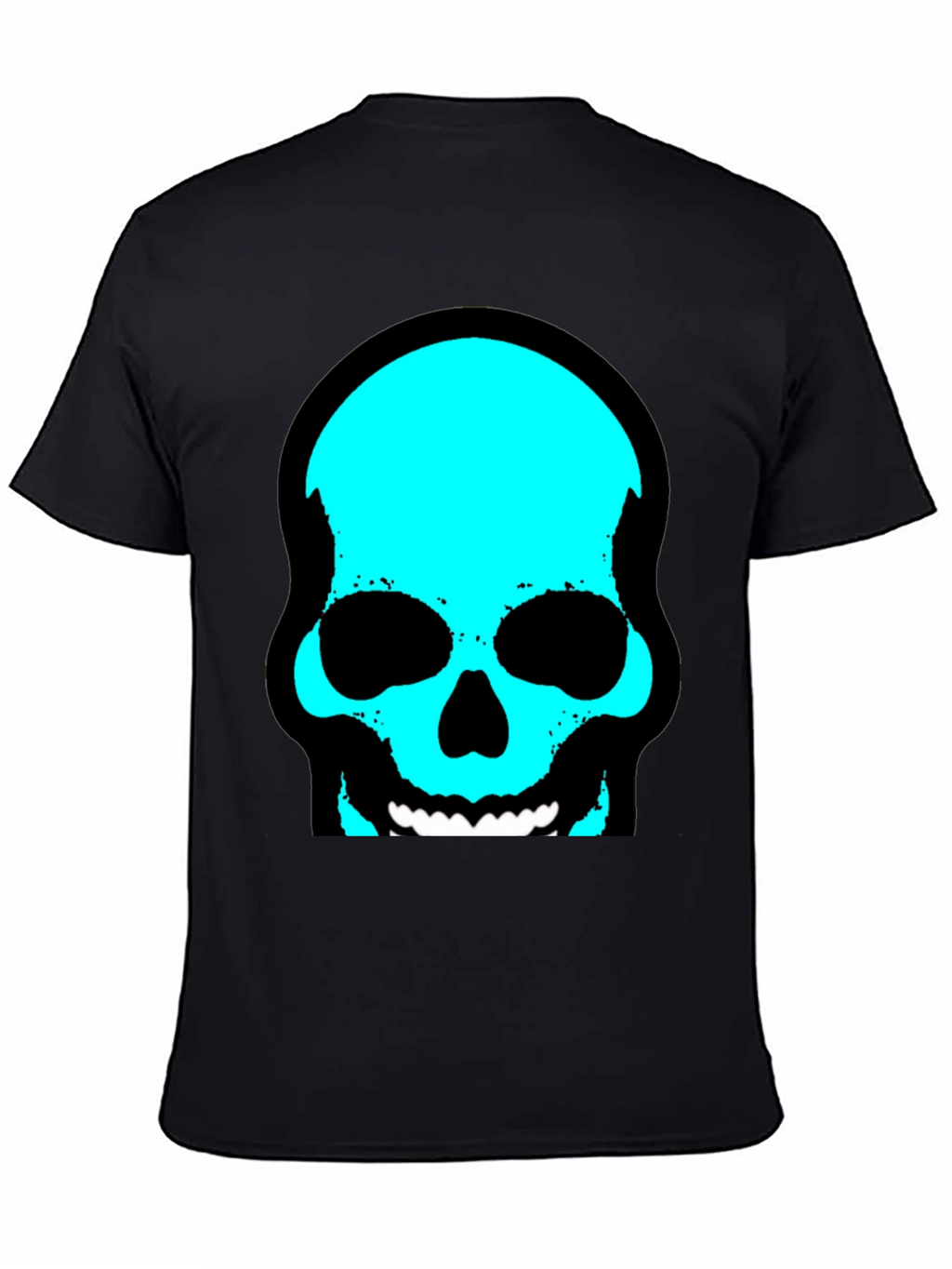 Skull Graphic Tee - Trendy Cyan Skull Design