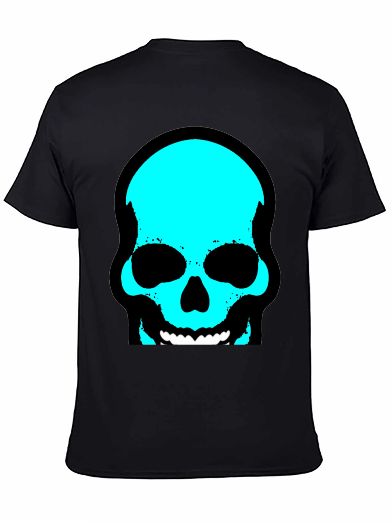 Skull Graphic Tee - Trendy Cyan Skull Design