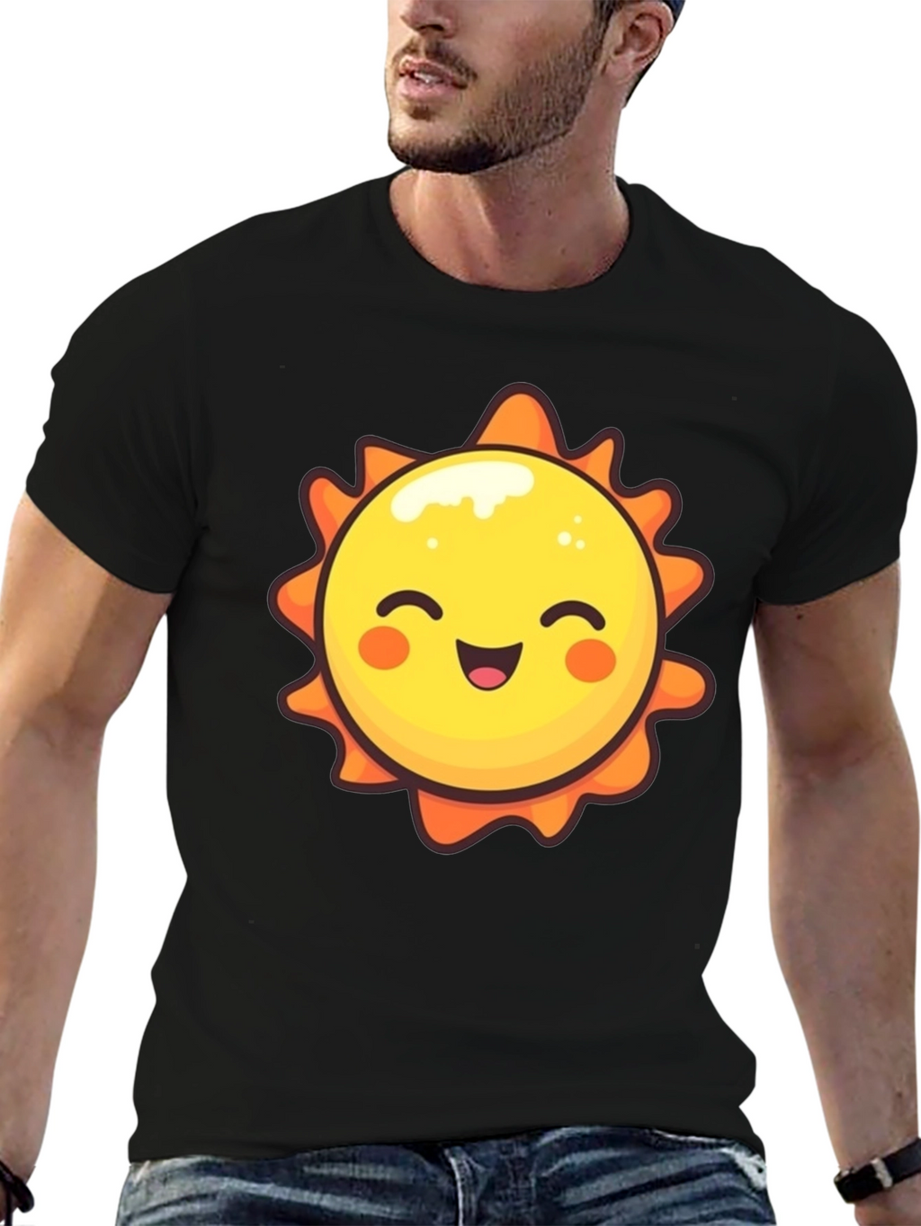 Happy Sun Graphic Tee - Black Unisex T-Shirt