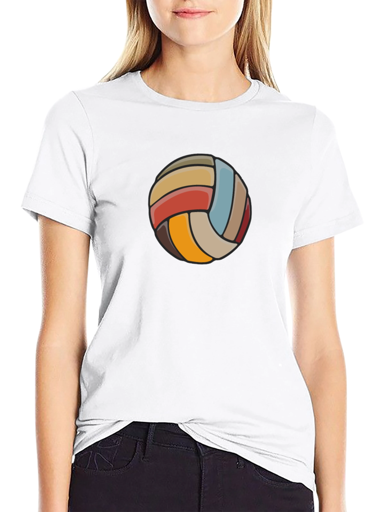 Retro Volleyball Graphic Tee - Black