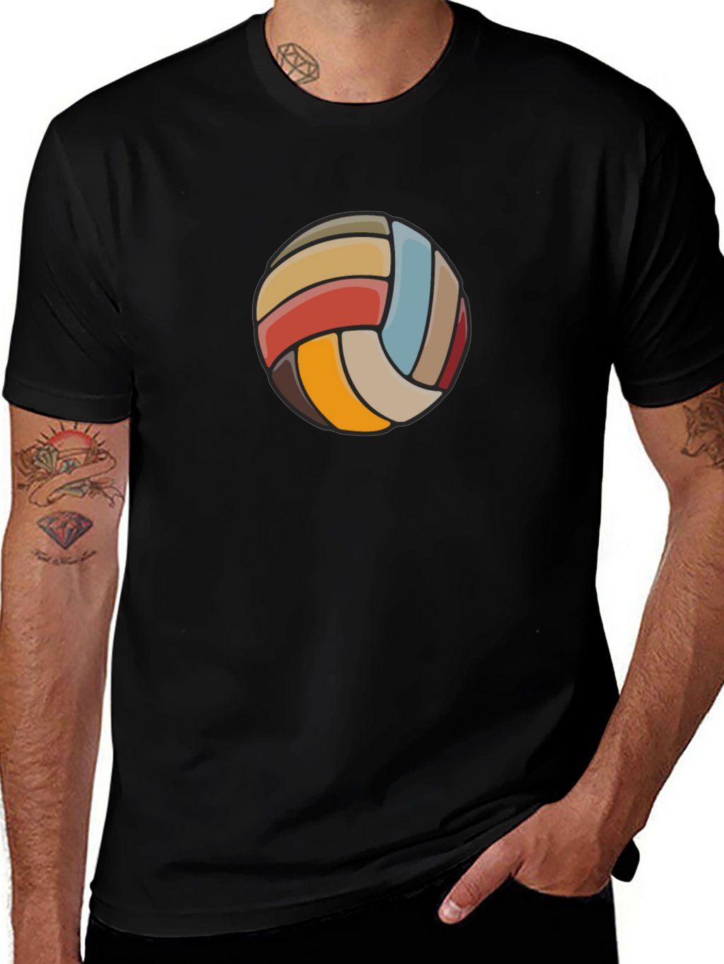 Retro Volleyball Graphic Tee - Black