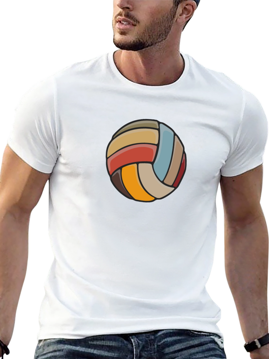 Retro Volleyball Graphic Tee - Black