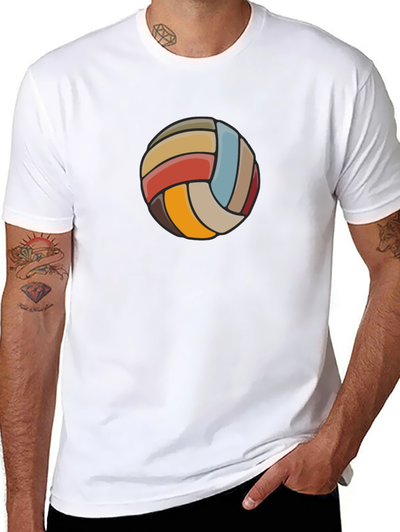 Retro Volleyball Graphic Tee - Black