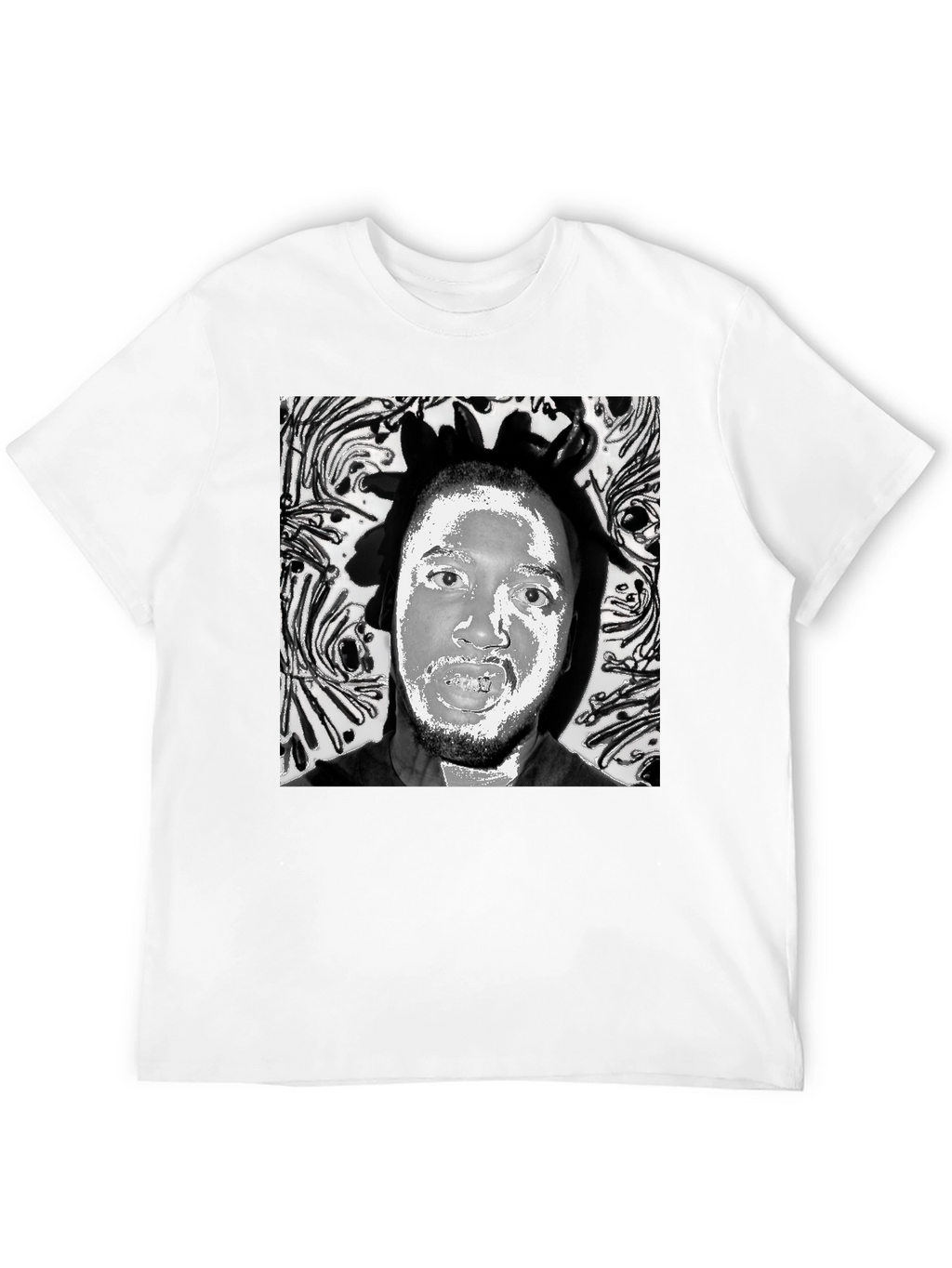 Black T-Shirt with Artistic Face Graphic