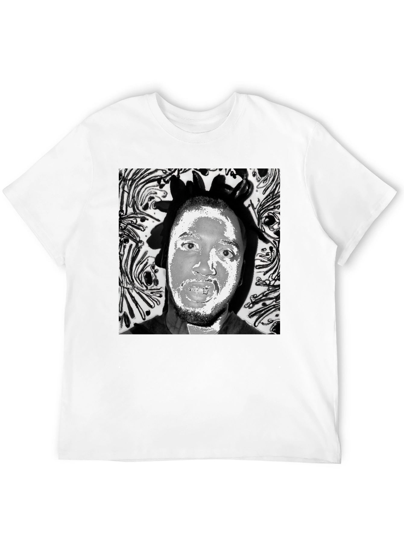 Black T-Shirt with Artistic Face Graphic
