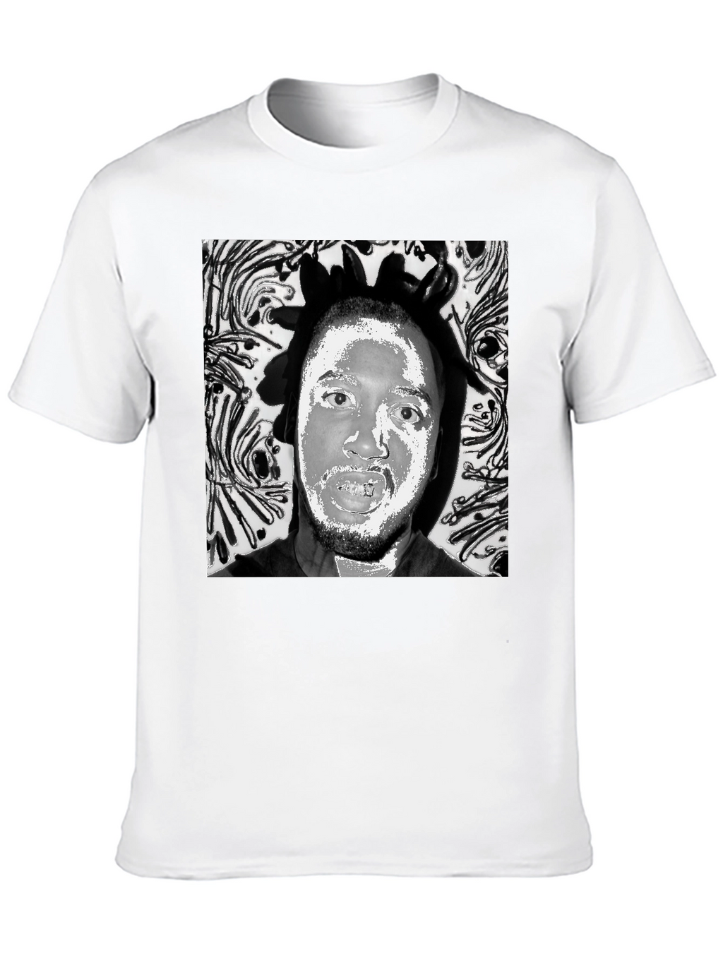 Black T-Shirt with Artistic Face Graphic