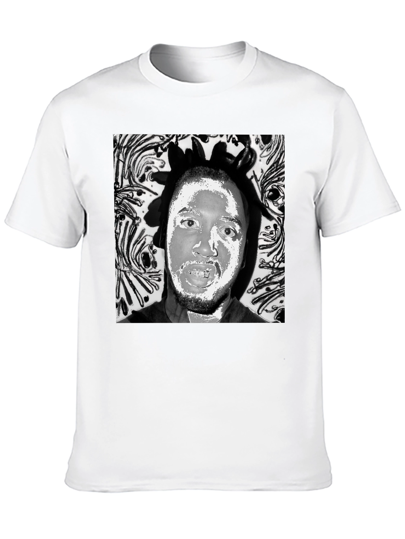 Black T-Shirt with Artistic Face Graphic
