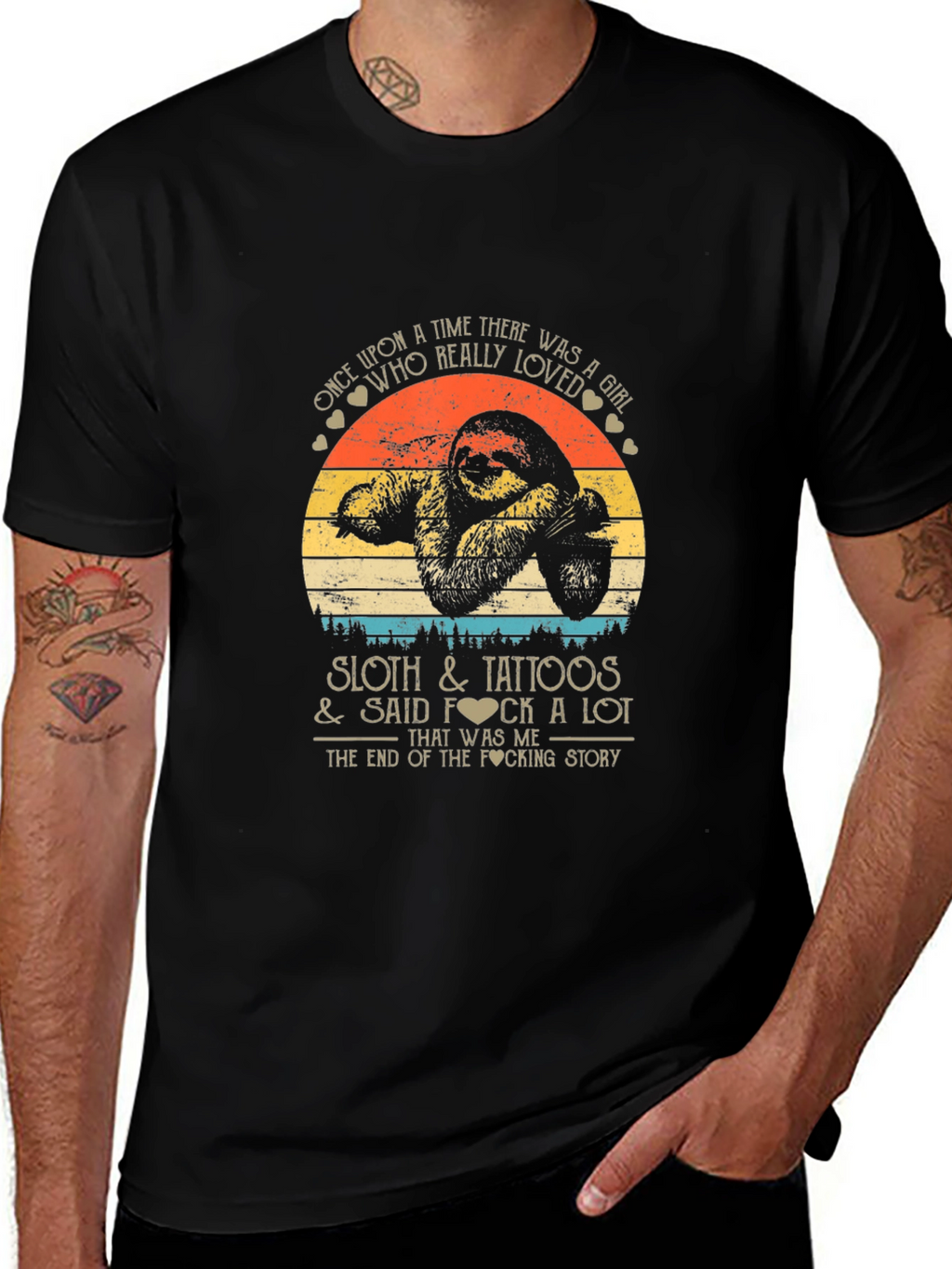 Sloth & Tattoos Graphic Tee - Funny Sarcastic T-Shirt