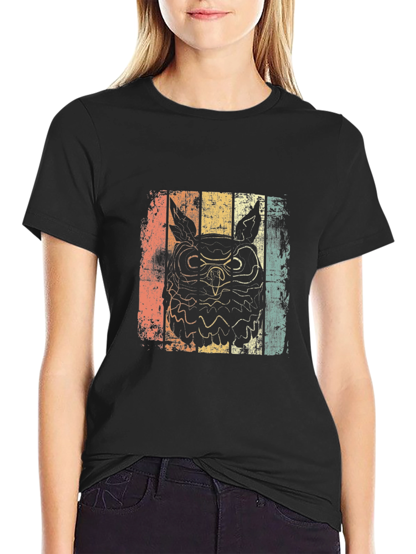 Vintage Owl Graphic T-Shirt - Retro Style