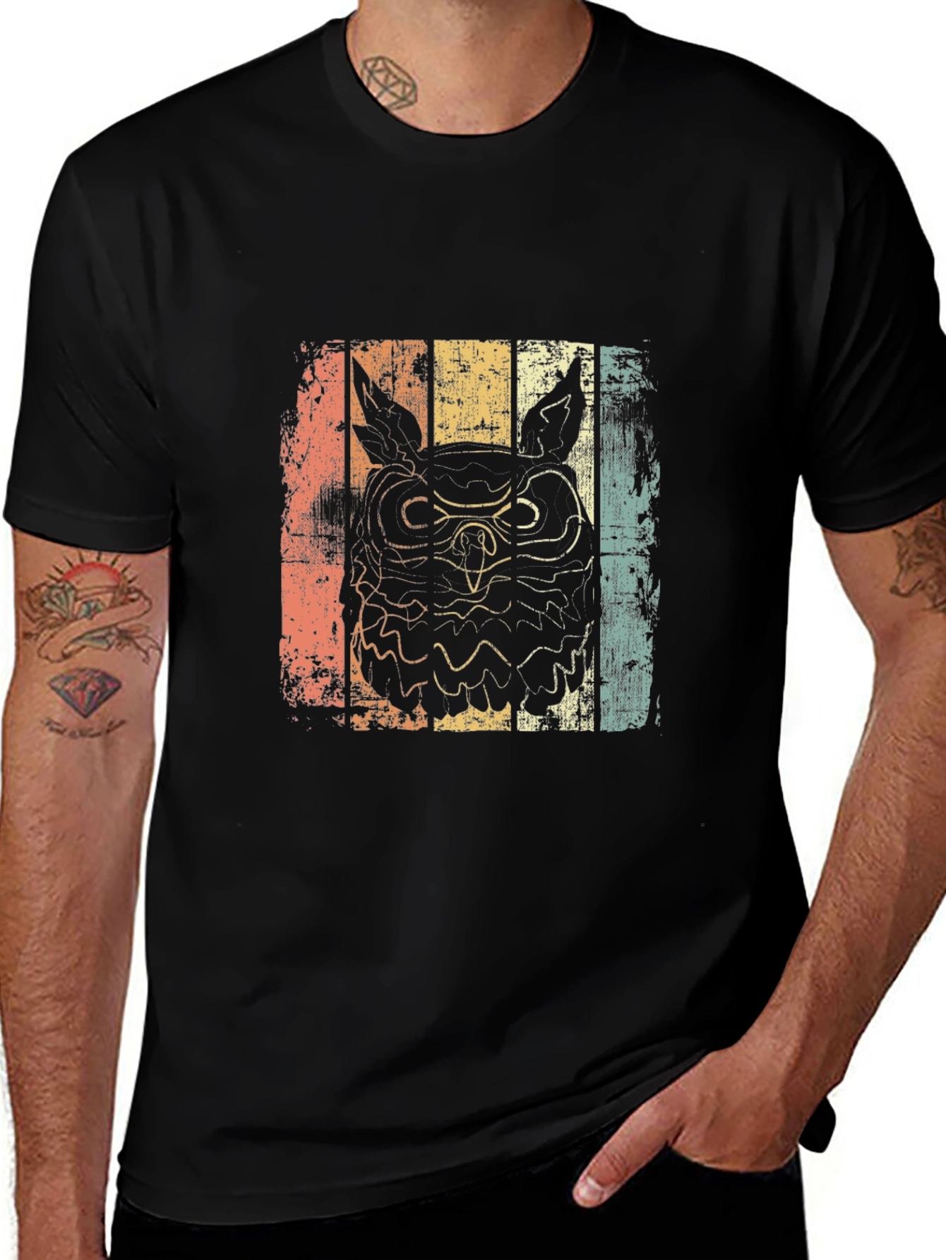 Vintage Owl Graphic T-Shirt - Retro Style