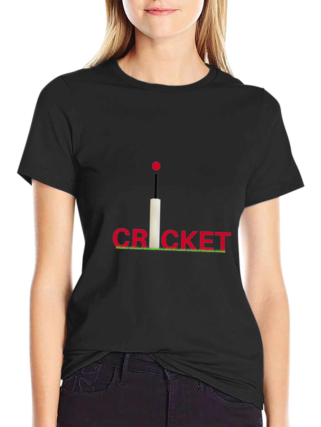Cricket Bat & Ball Graphic Tee - Stylish Black T-Shirt