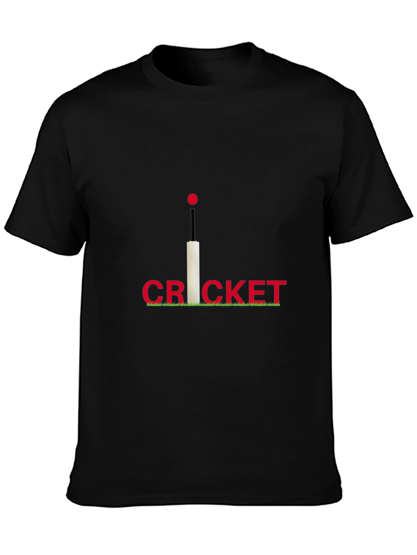 Cricket Bat & Ball Graphic Tee - Stylish Black T-Shirt