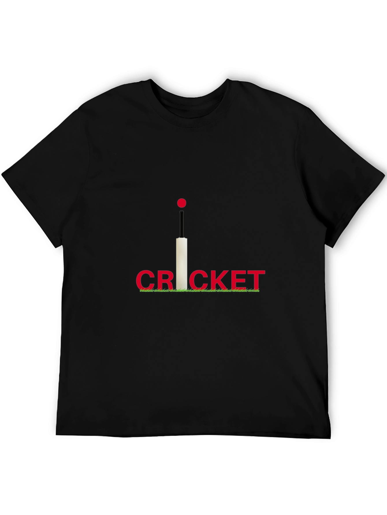 Cricket Bat & Ball Graphic Tee - Stylish Black T-Shirt