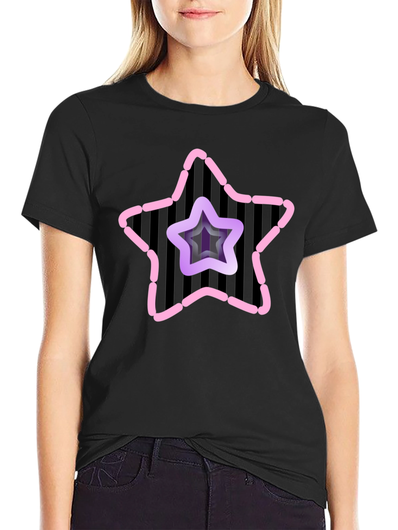 Star Graphic Mens Black Tee
