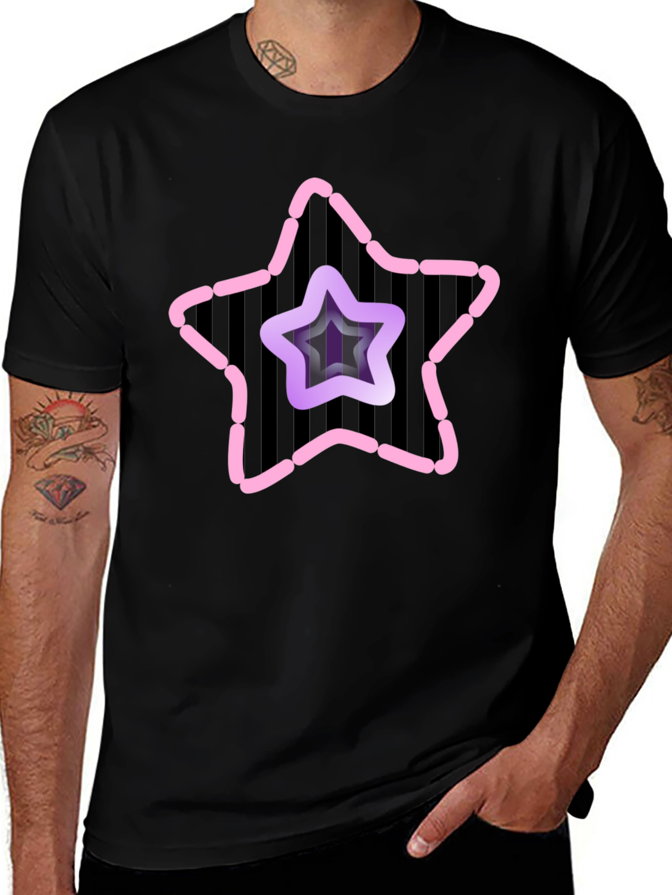 Star Graphic Mens Black Tee