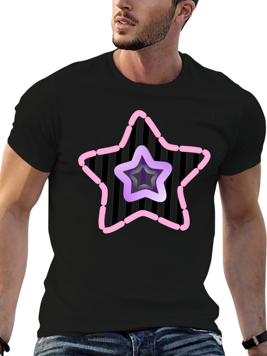 Star Graphic Mens Black Tee