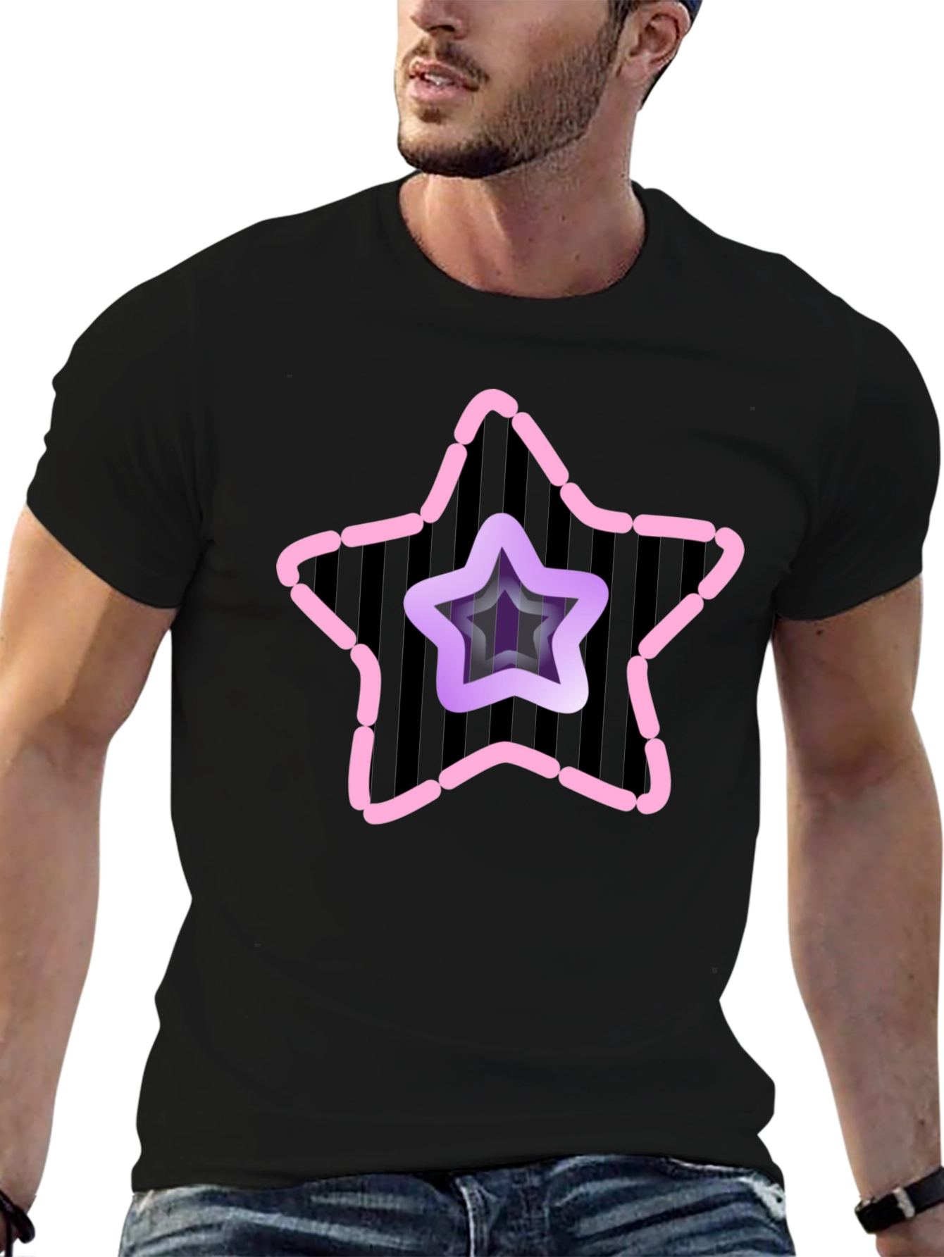 Star Graphic Mens Black Tee