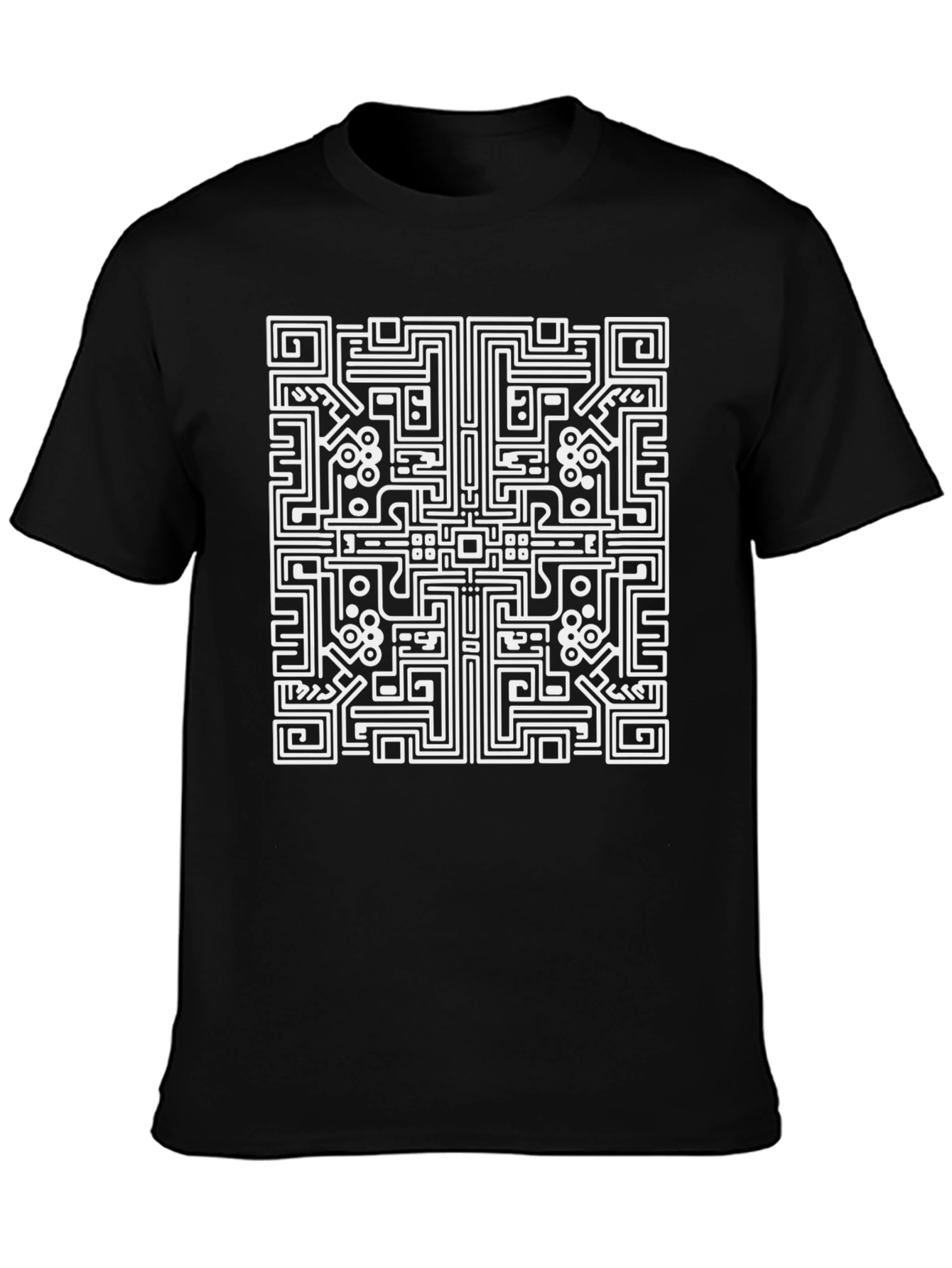 Abstract Maze Graphic Tee - Black