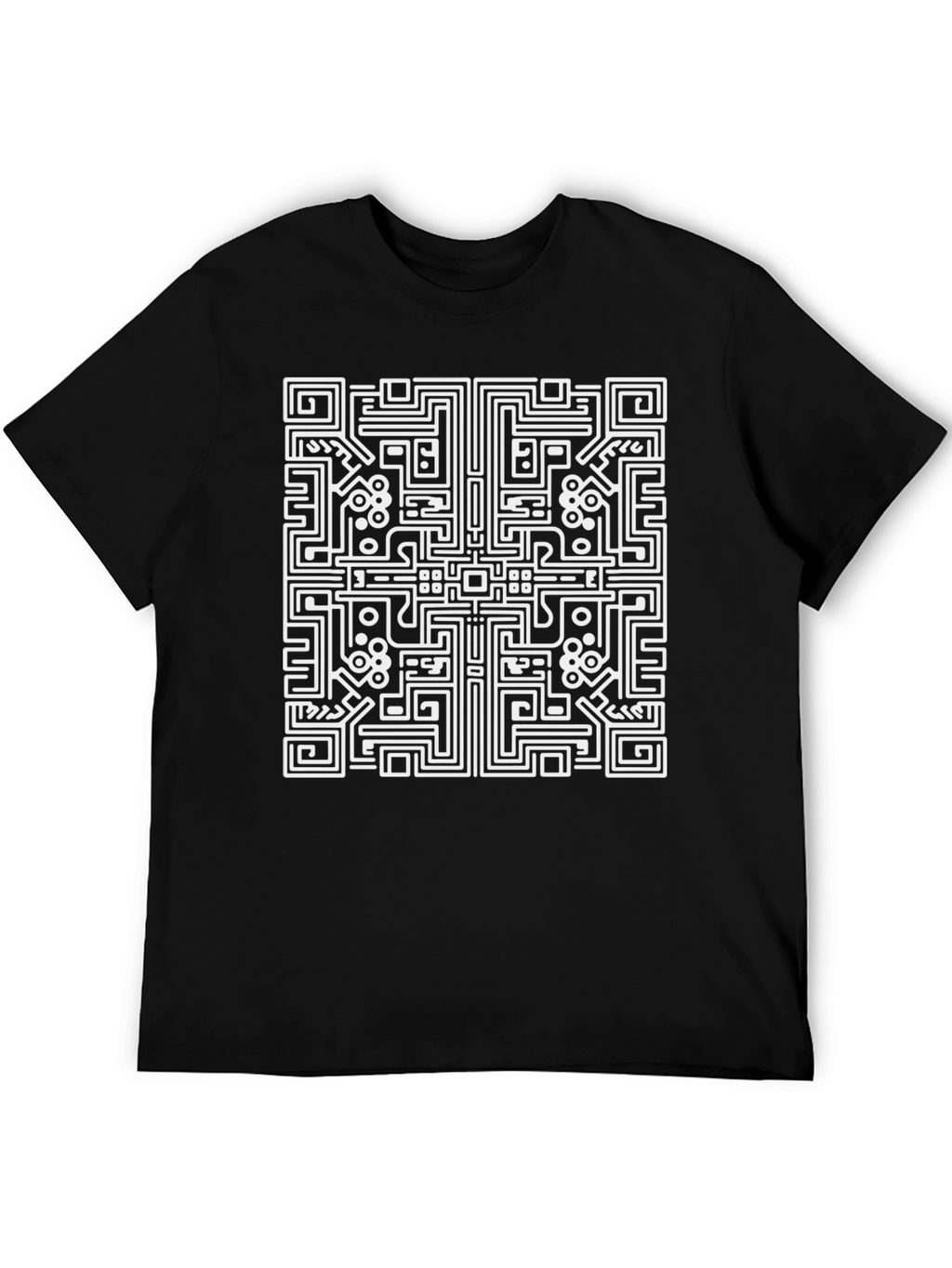 Abstract Maze Graphic Tee - Black