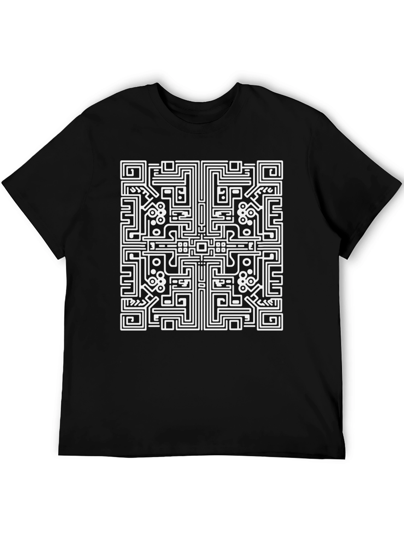 Abstract Maze Graphic Tee - Black