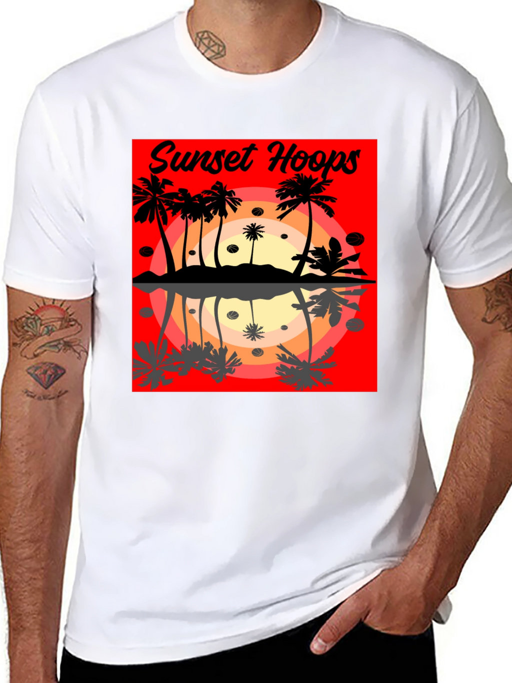 Sunset Hoops Graphic Tee - Tropical Vibes