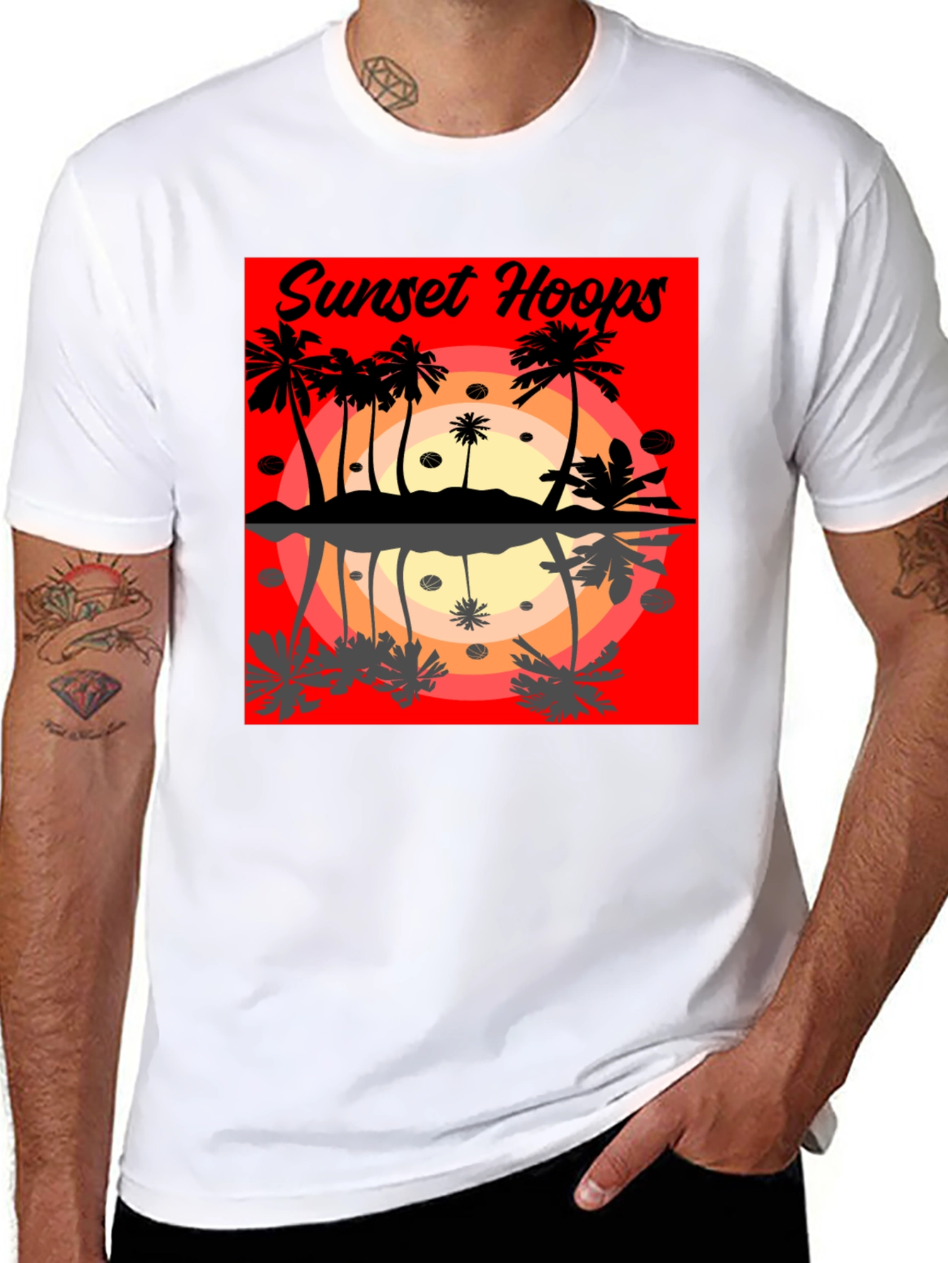 Sunset Hoops Graphic Tee - Tropical Vibes