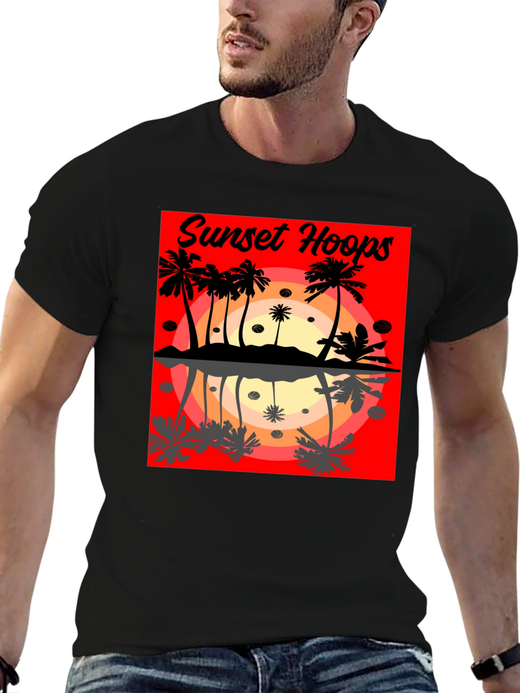 Sunset Hoops Graphic Tee - Tropical Vibes