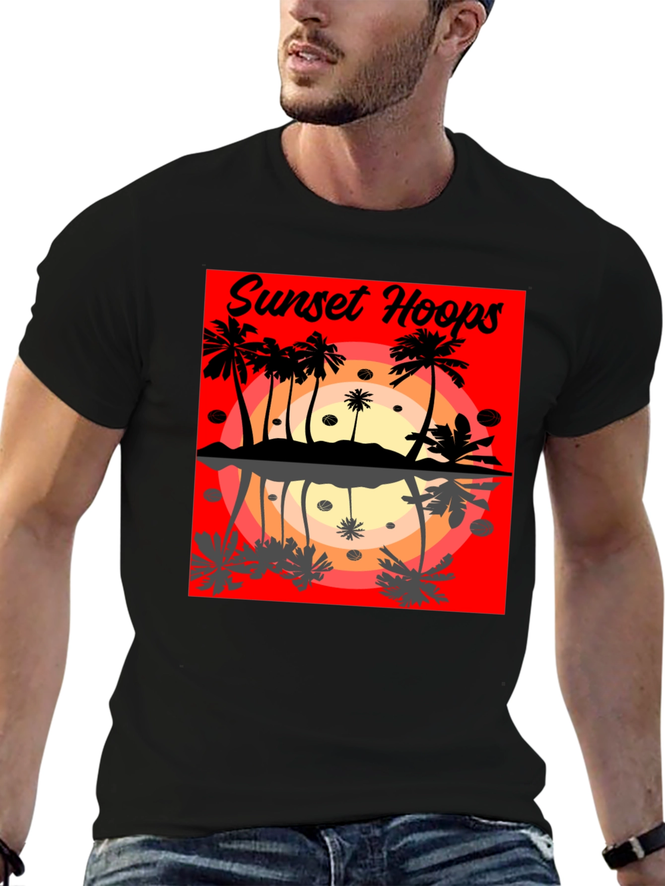 Sunset Hoops Graphic Tee - Tropical Vibes