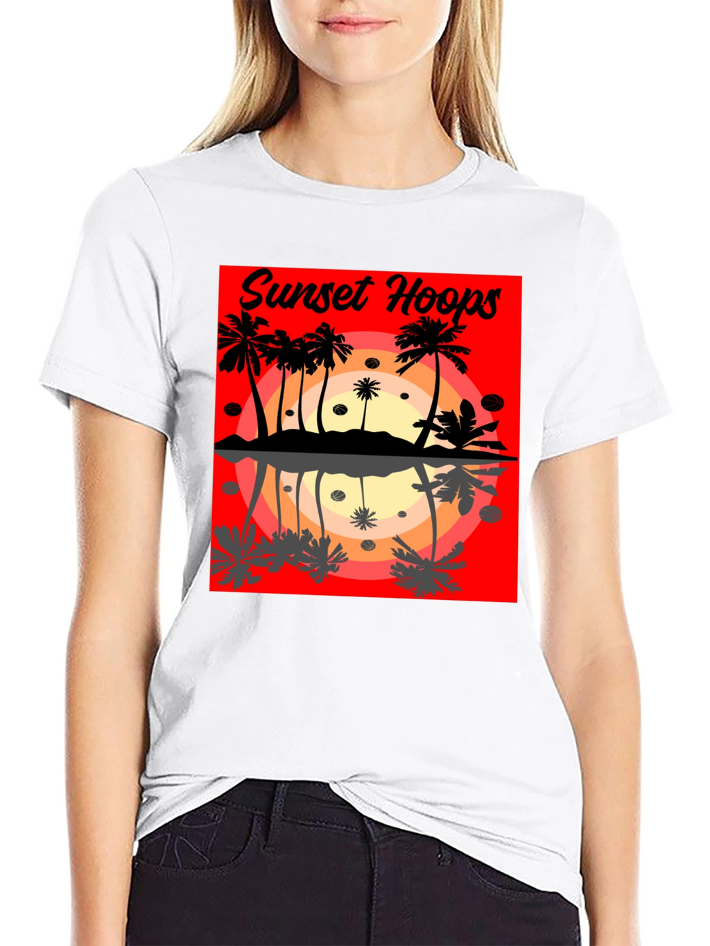Sunset Hoops Graphic Tee - Tropical Vibes
