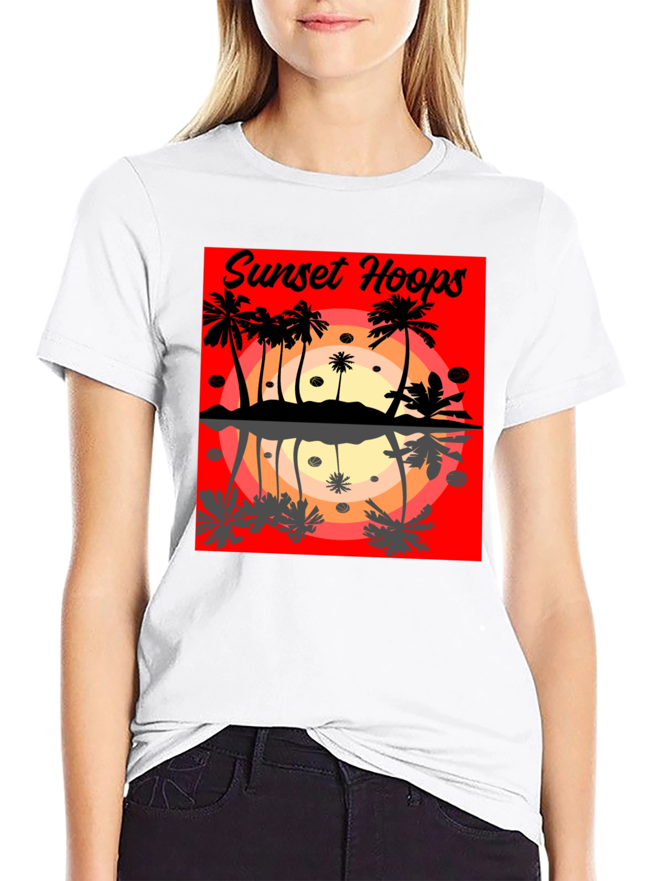 Sunset Hoops Graphic Tee - Tropical Vibes