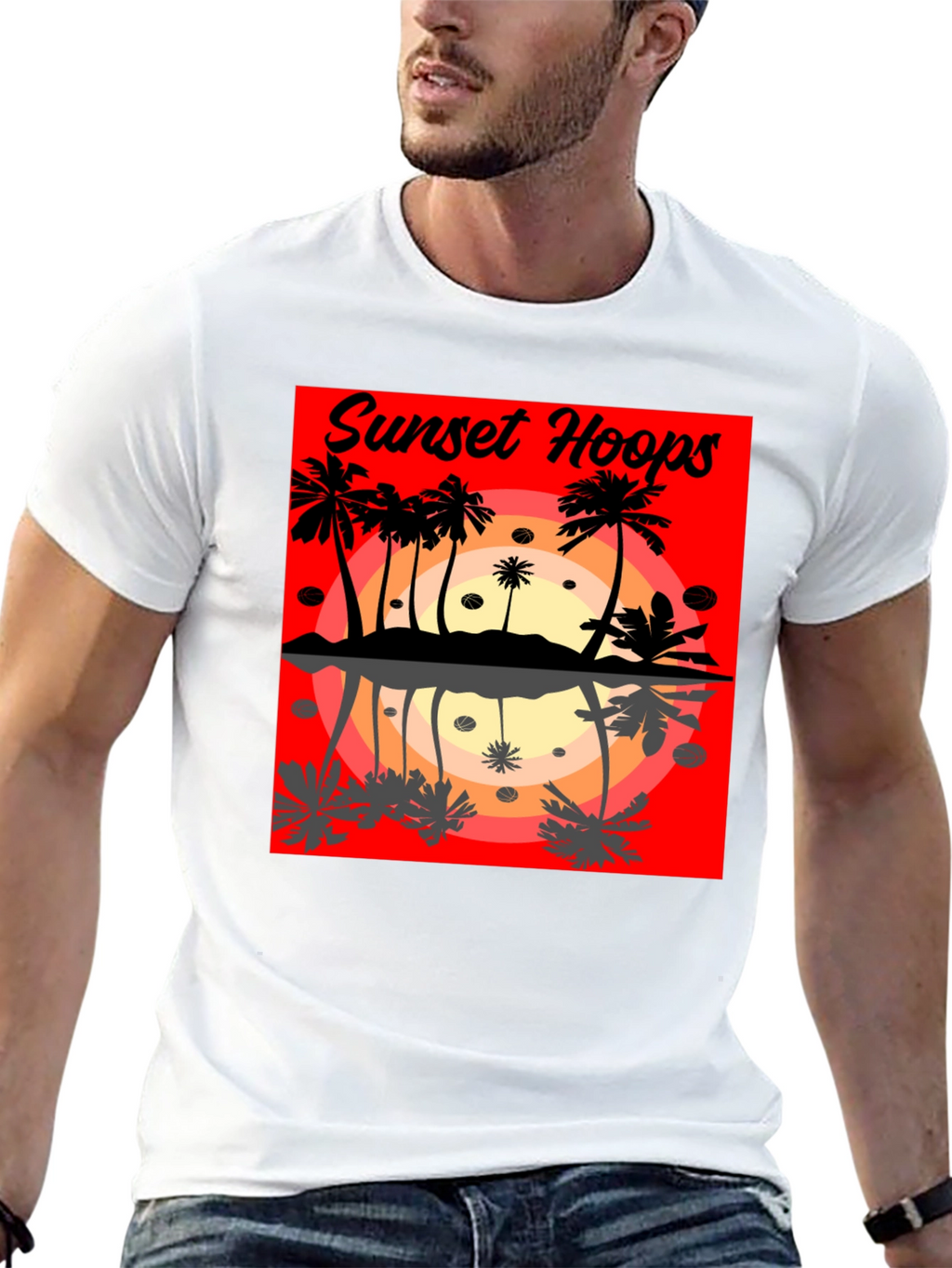 Sunset Hoops Graphic Tee - Tropical Vibes