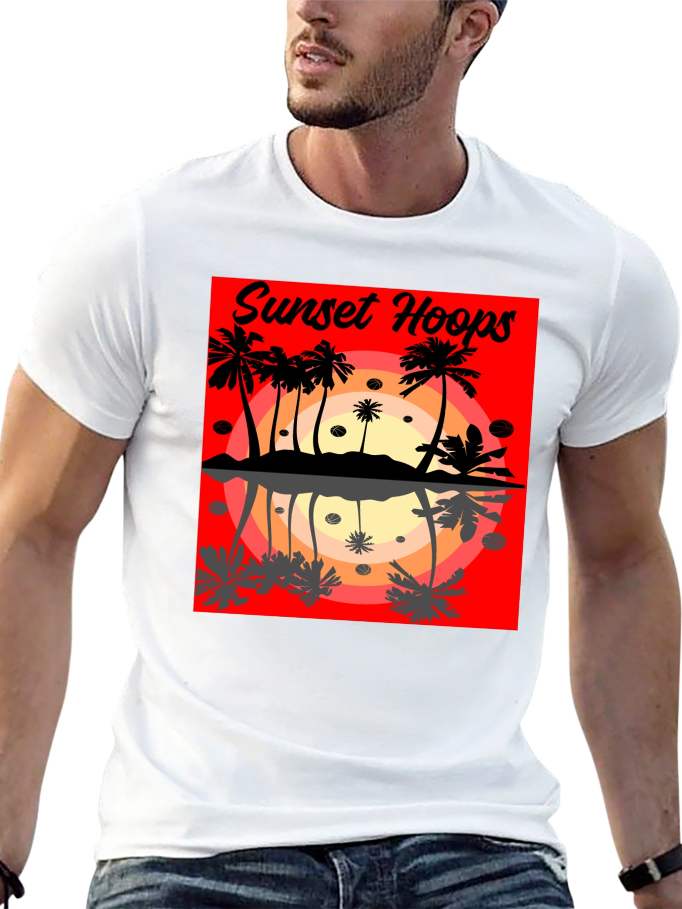 Sunset Hoops Graphic Tee - Tropical Vibes