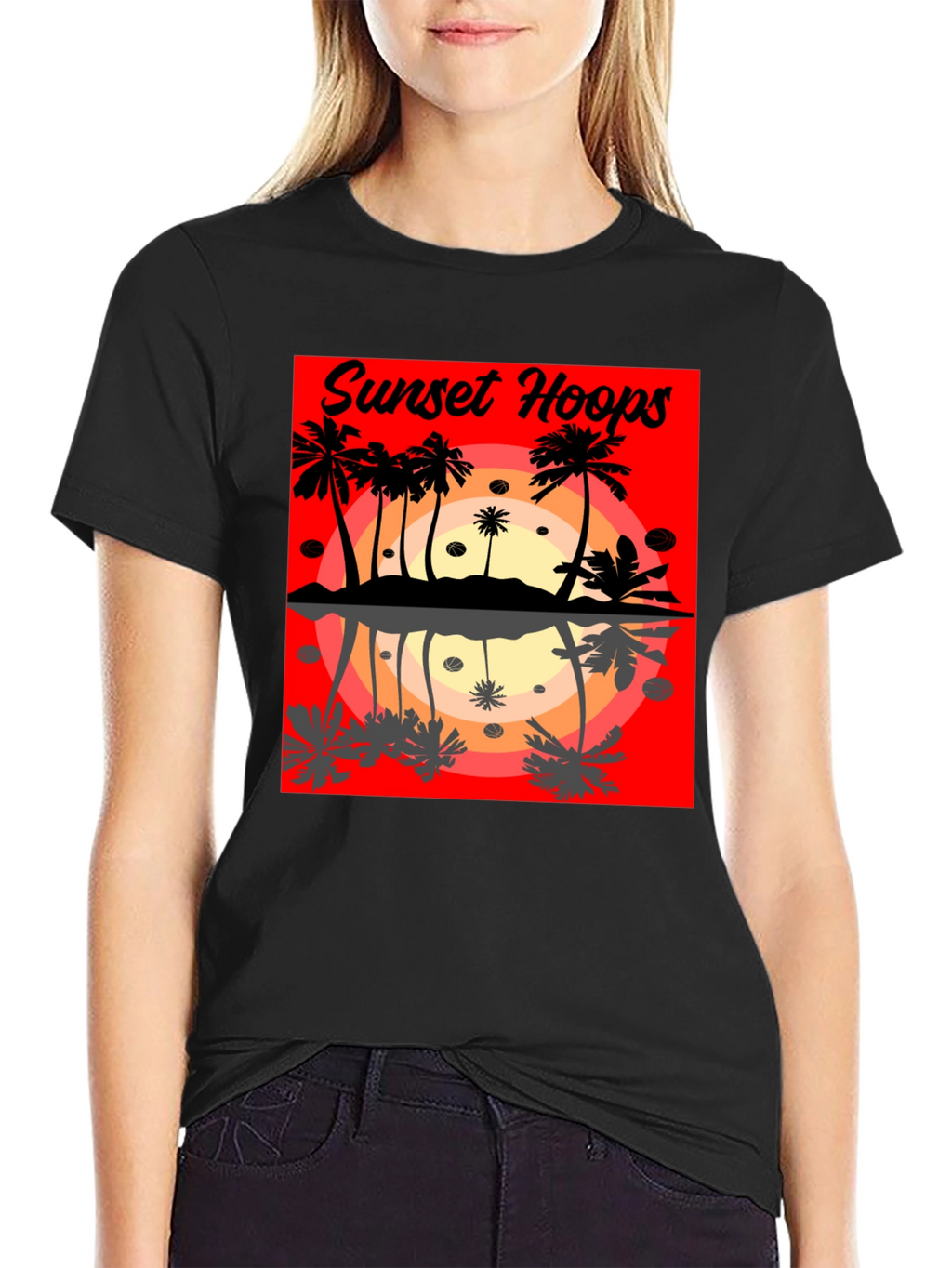 Sunset Hoops Graphic Tee - Tropical Vibes