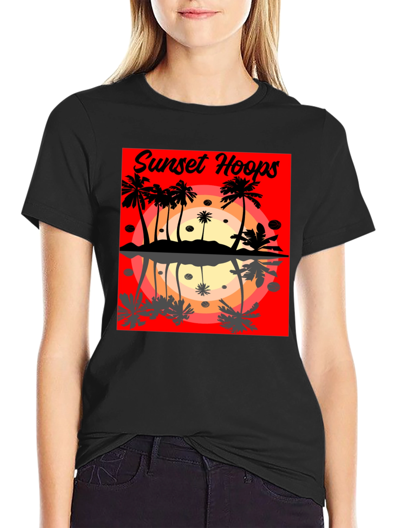 Sunset Hoops Graphic Tee - Tropical Vibes