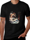 Dragon Wave Graphic Tee - Japanese Art Style