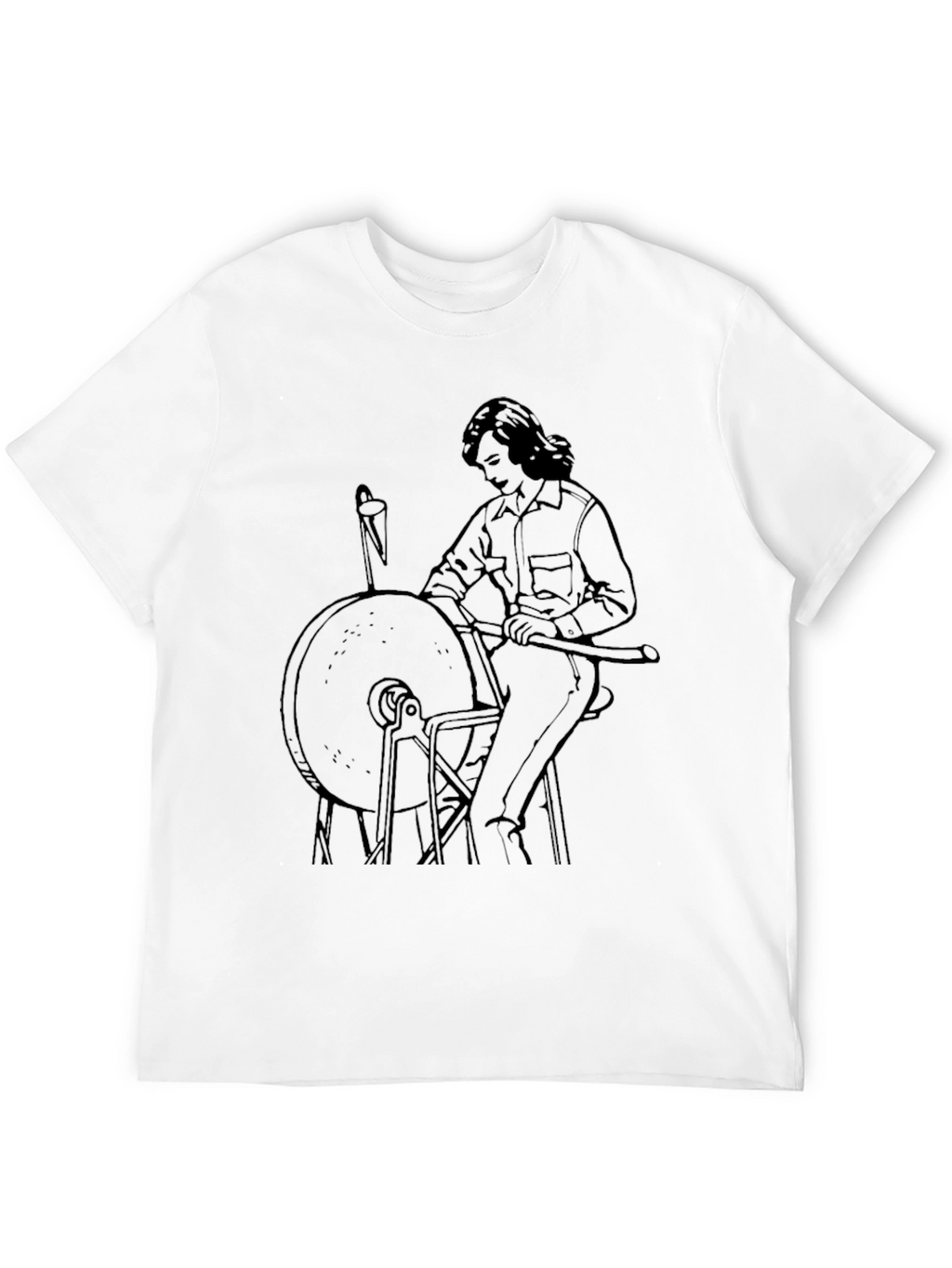 Black T-Shirt with Grinding Wheel Graphic