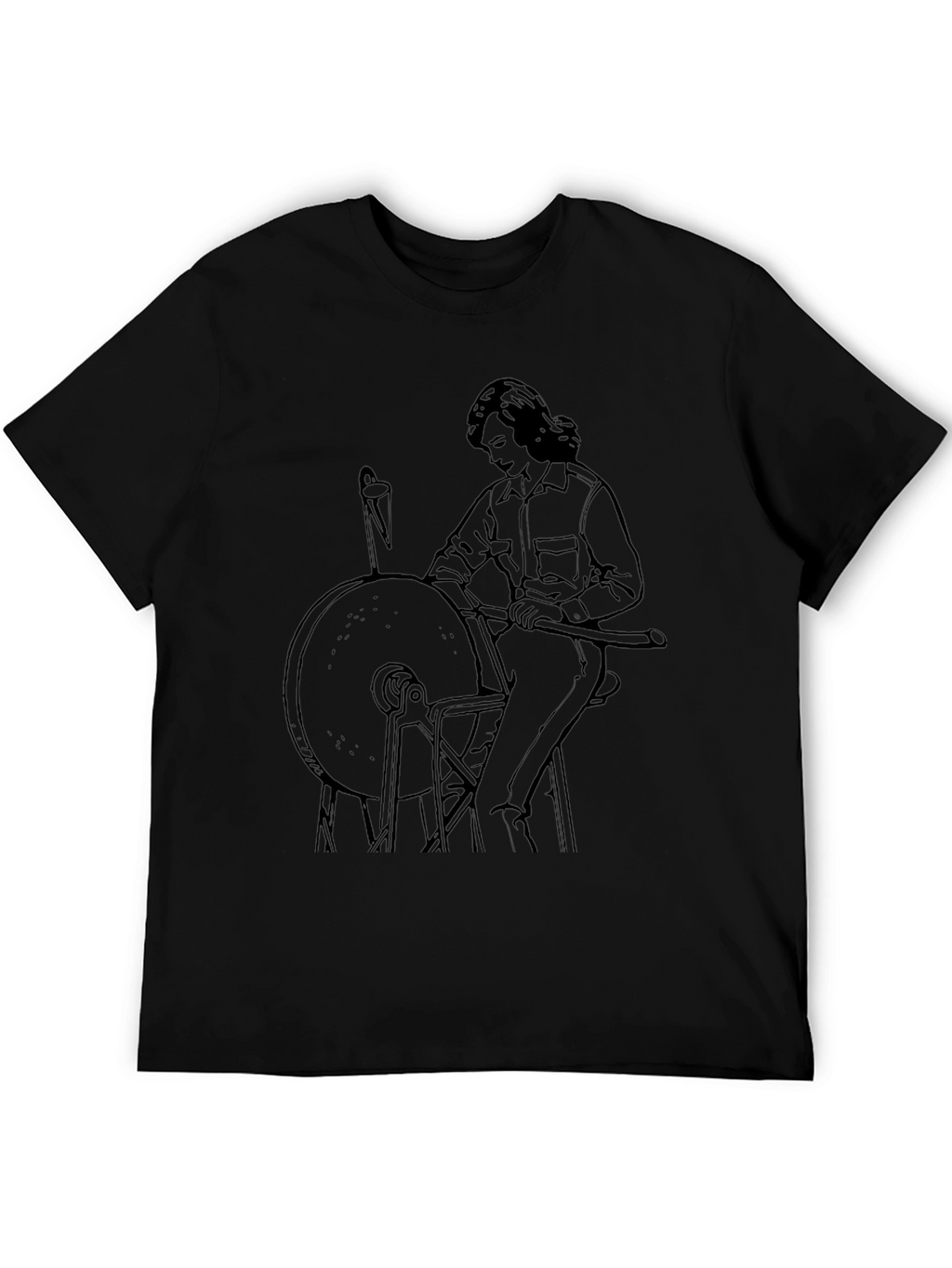 Black T-Shirt with Grinding Wheel Graphic