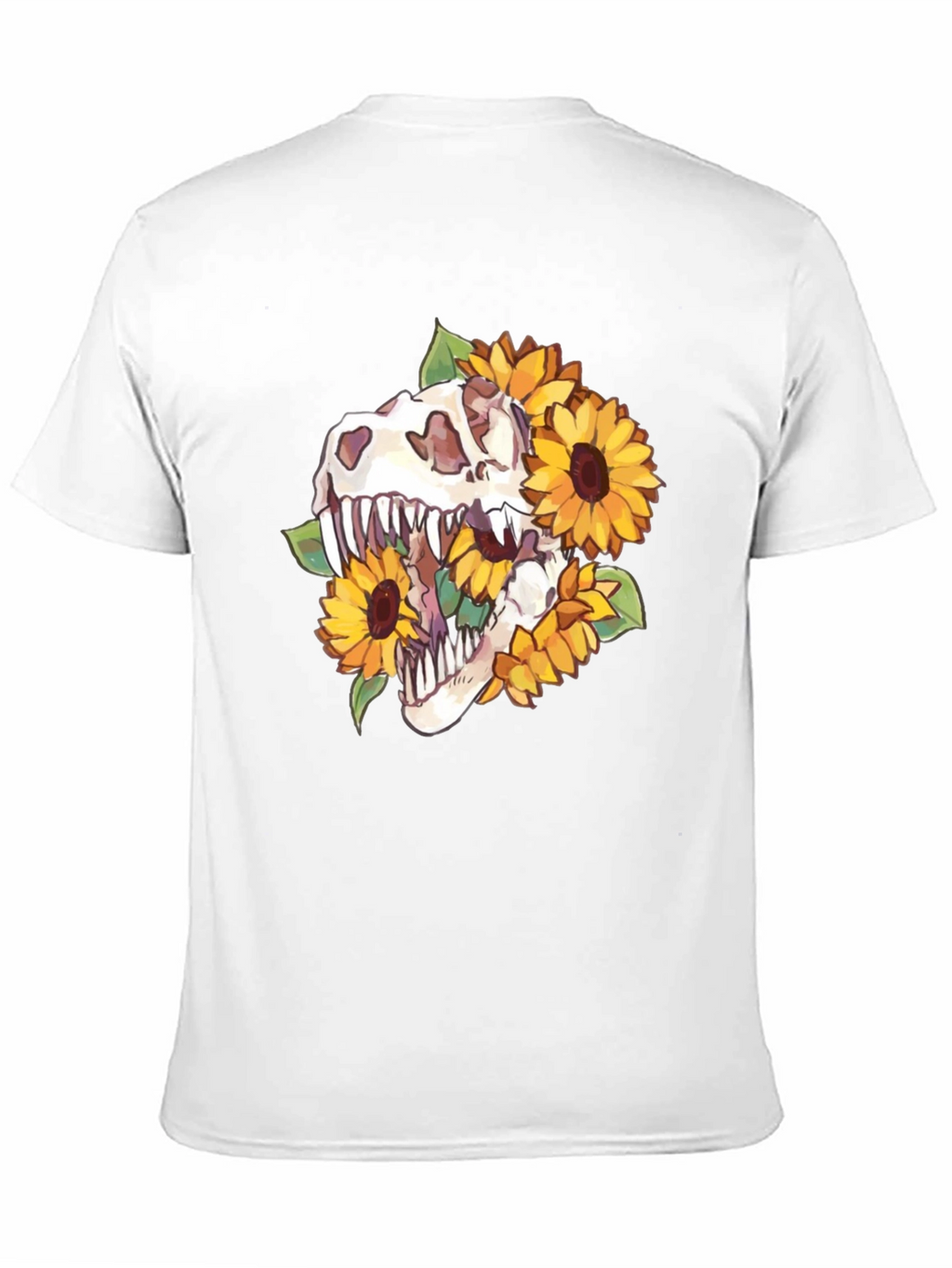 Dino Skull Sunflower Graphic Tee - Black
