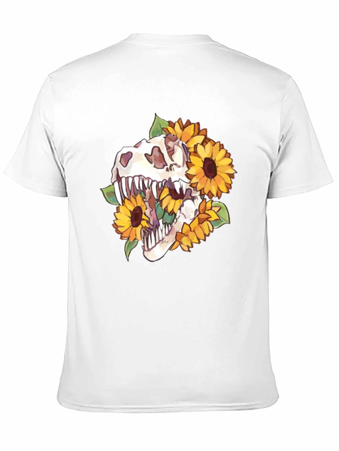 Dino Skull Sunflower Graphic Tee - Black