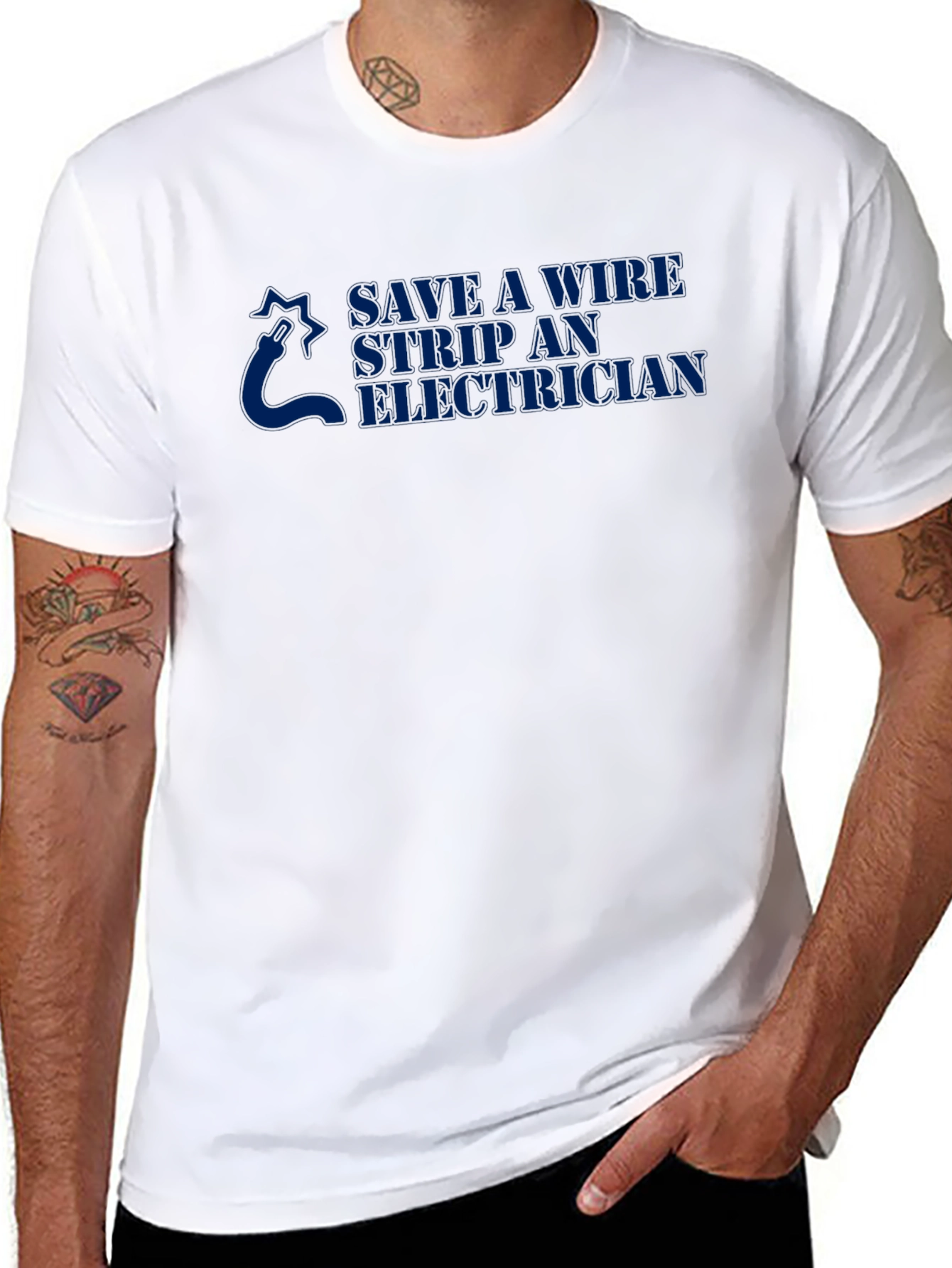 Save a Wire Strip an Electrician Black T-Shirt
