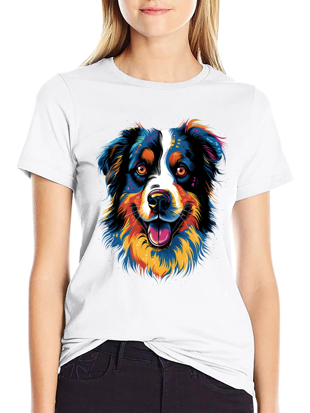 Vibrant Dog Graphic Print T-Shirt