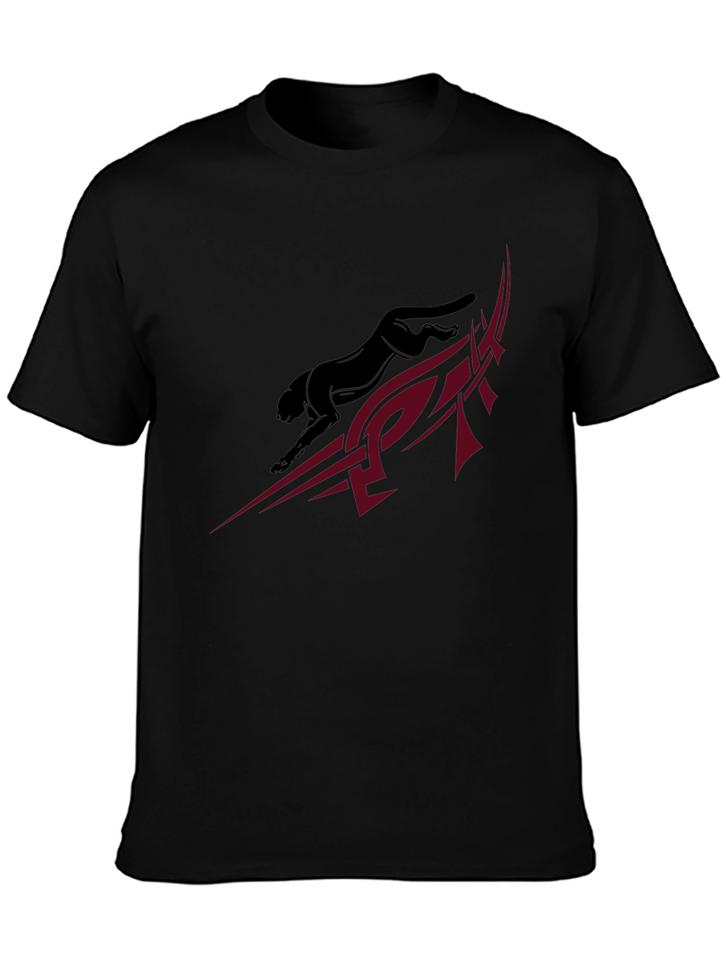 Sleek Black Panther Graphic Tee - Modern Tribal Design