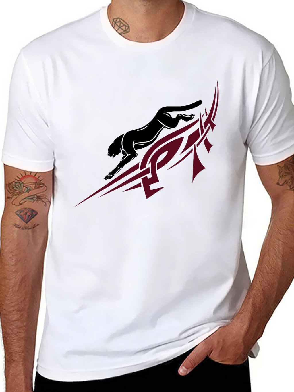 Sleek Black Panther Graphic Tee - Modern Tribal Design