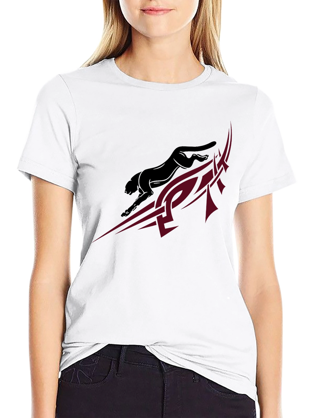 Sleek Black Panther Graphic Tee - Modern Tribal Design