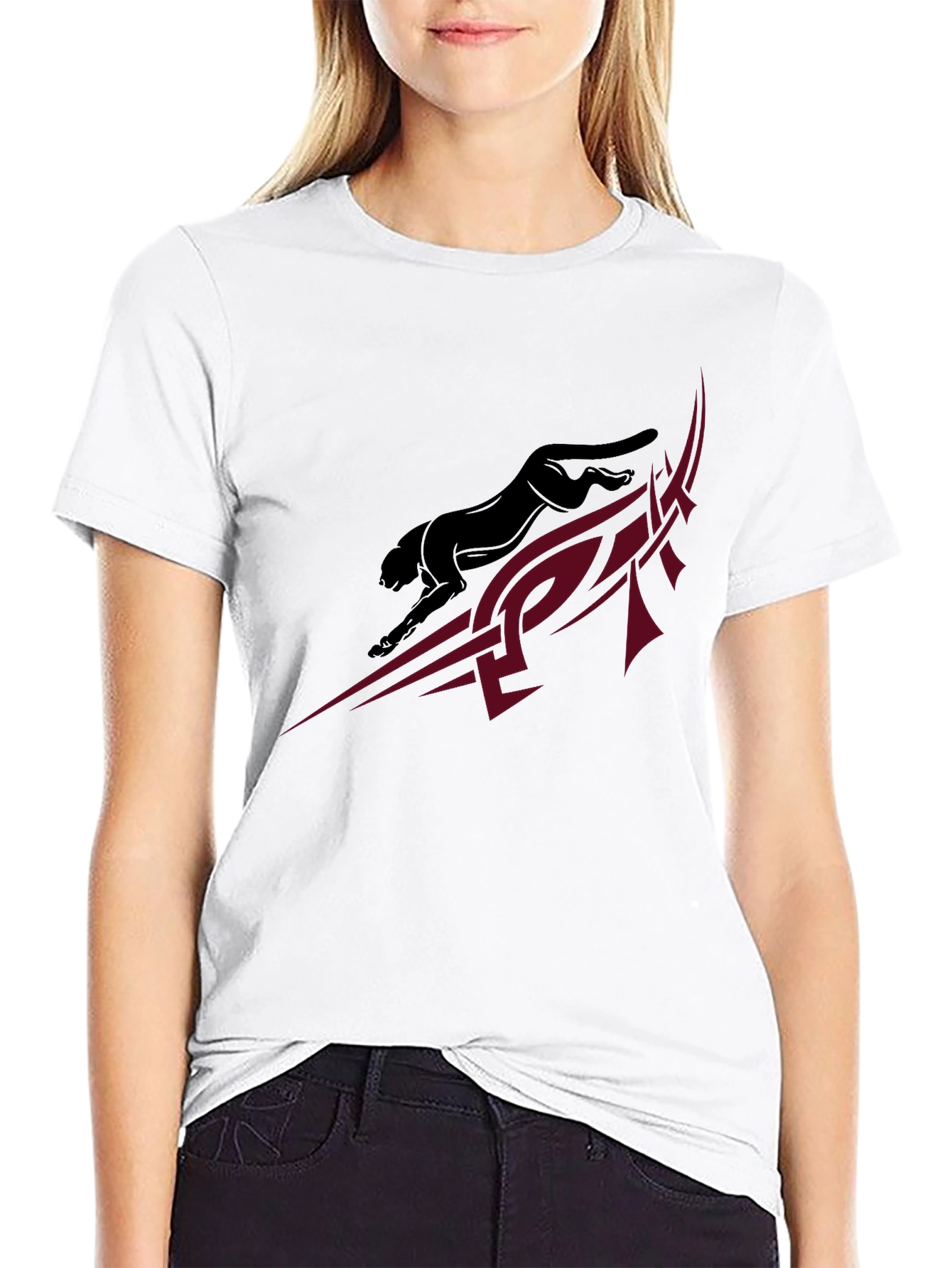 Sleek Black Panther Graphic Tee - Modern Tribal Design