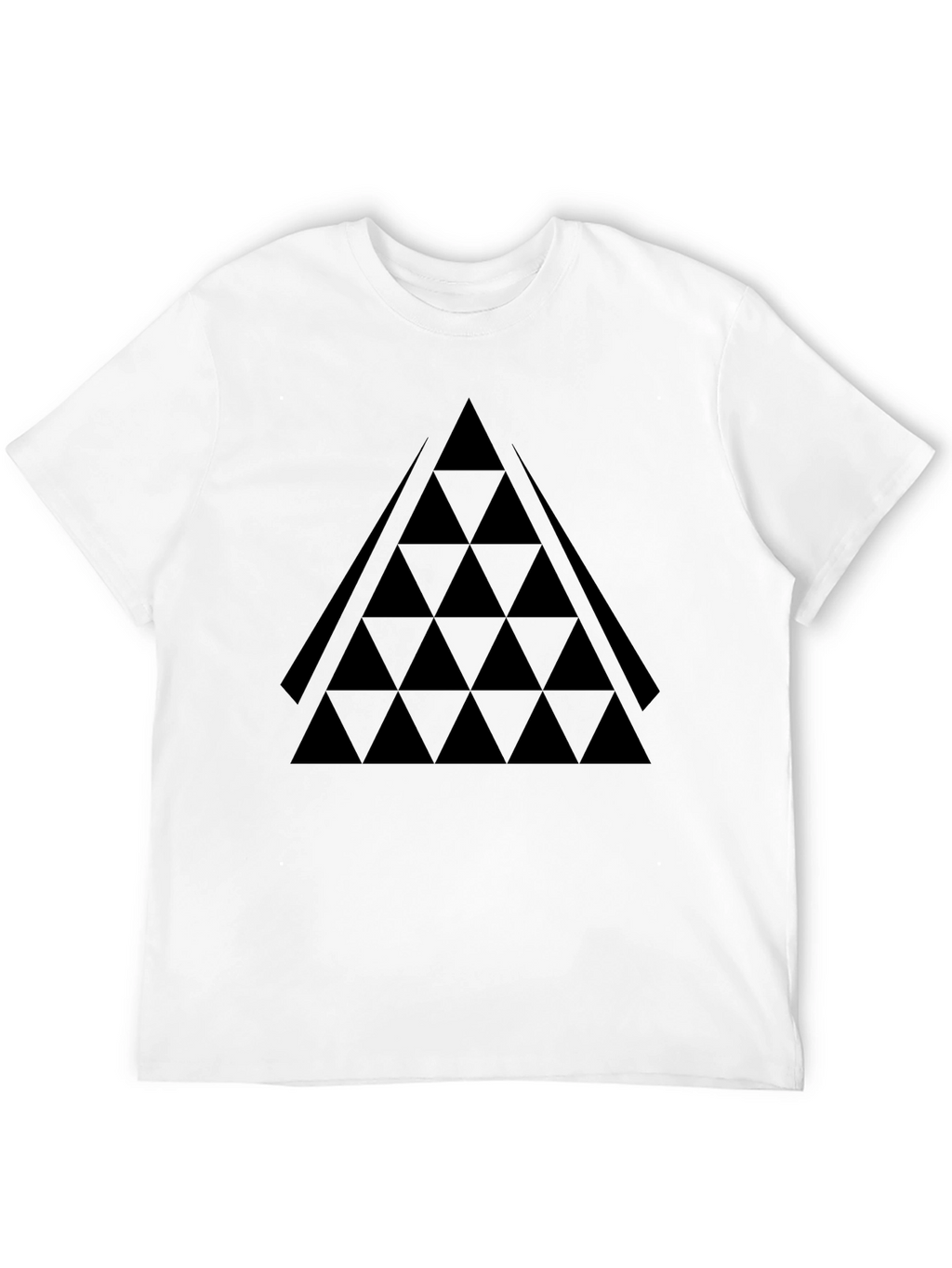 Geometric Triangle Pattern Tee - Black Cotton Blend