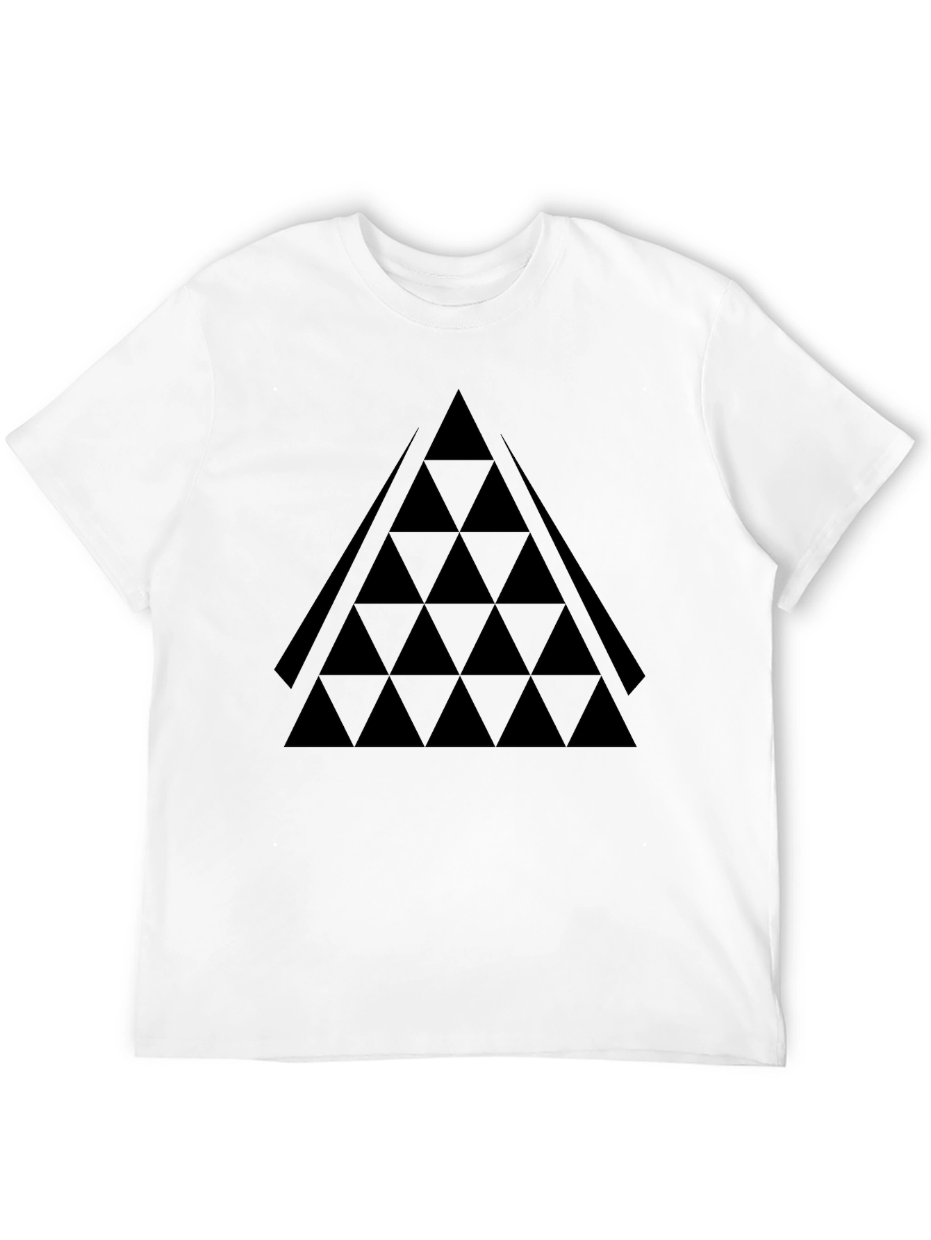 Geometric Triangle Pattern Tee - Black Cotton Blend