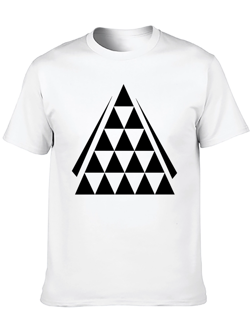 Geometric Triangle Pattern Tee - Black Cotton Blend